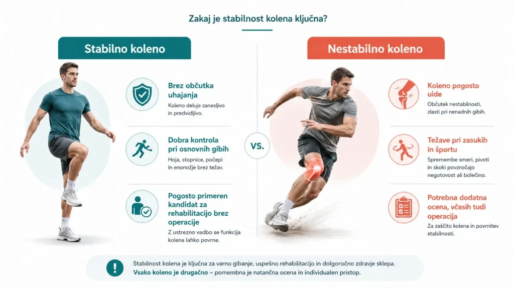 Primerjava stabilnega in nestabilnega kolena pri parcialni rupturi ACL ter pomen občutka uhajanja kolena